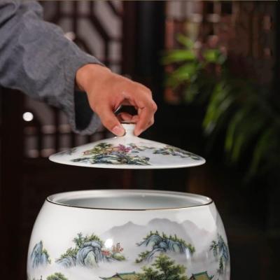 HŨ ĐỰNG ĐỒ CÓ NẮP HỌA TIẾT SƠN THỦY